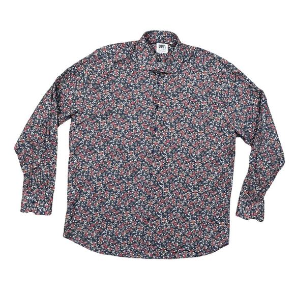 Dan Roma 2XL Cotton Shirt Multicolor Long Sleeve Made in Italy Floral - Picture 1 of 7